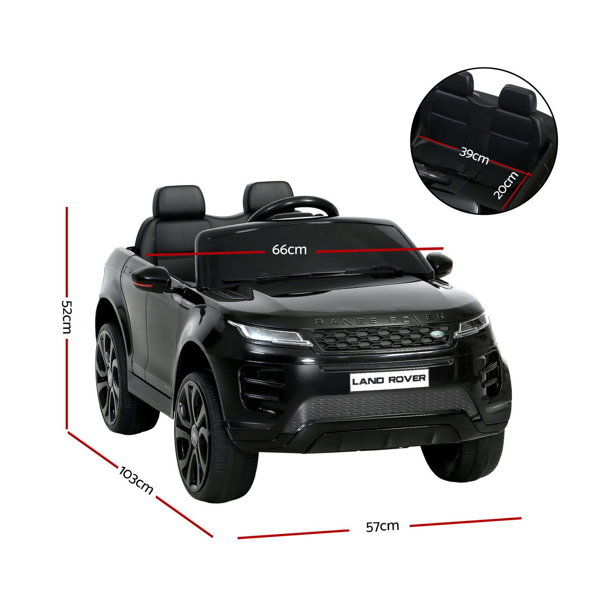 Kids Electric Ride On Car Land Rover Licensed Toy Cars Remote 12V Battery Black-Ride on Toys - Cars-PEROZ Accessories