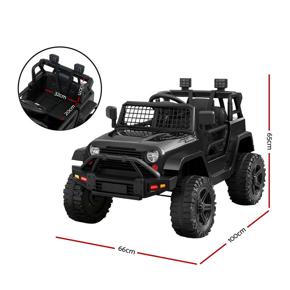 Rigo Kids Electric Ride On Car Jeep Toy Cars Remote 12V Black-Ride on Toys - Cars-PEROZ Accessories