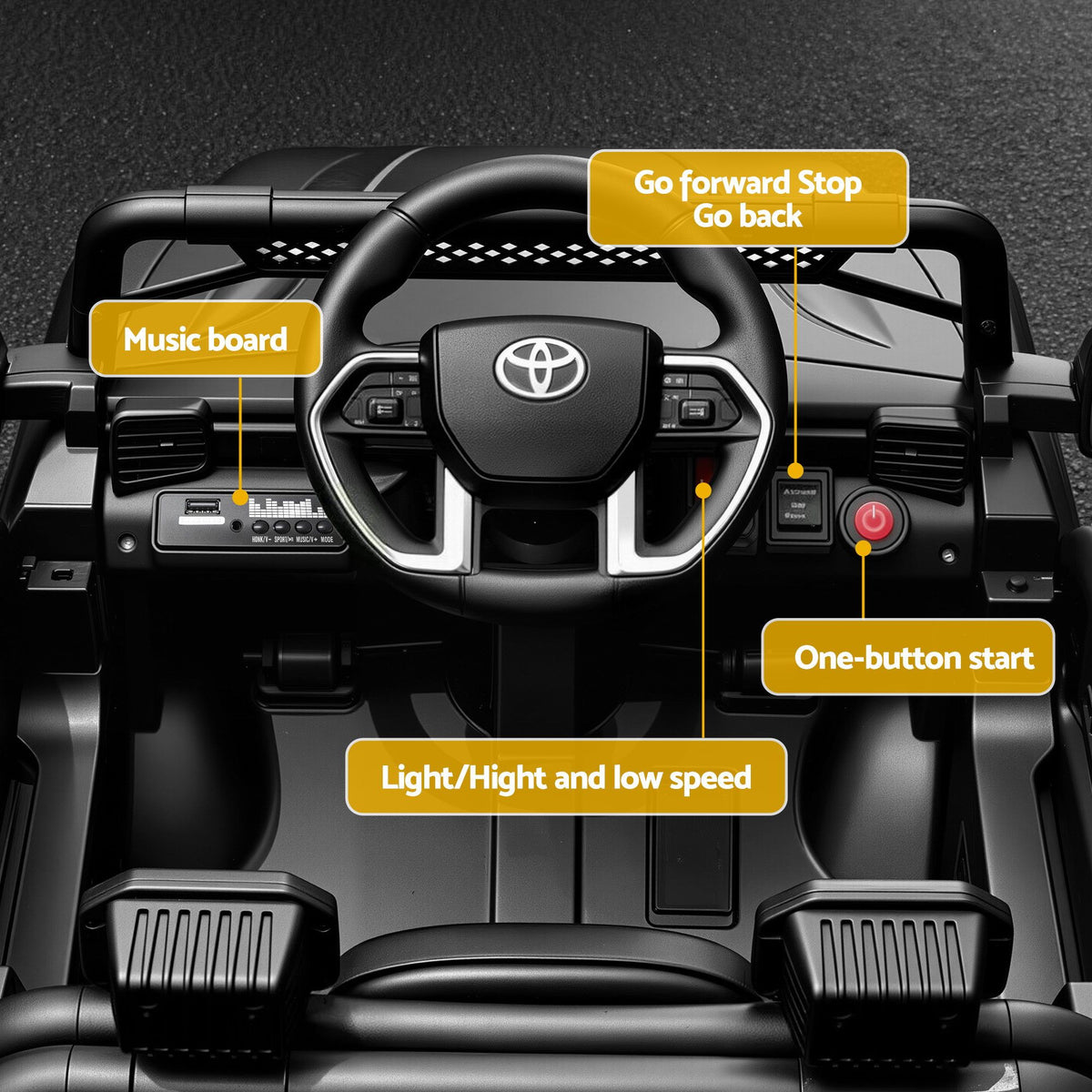 Toyota Ride On Car Kids SUV 12V Remote Control Sequoia TRD Pro Black-Baby & Kids > Ride On Cars, Go-karts & Bikes > Ride On Cars-PEROZ Accessories