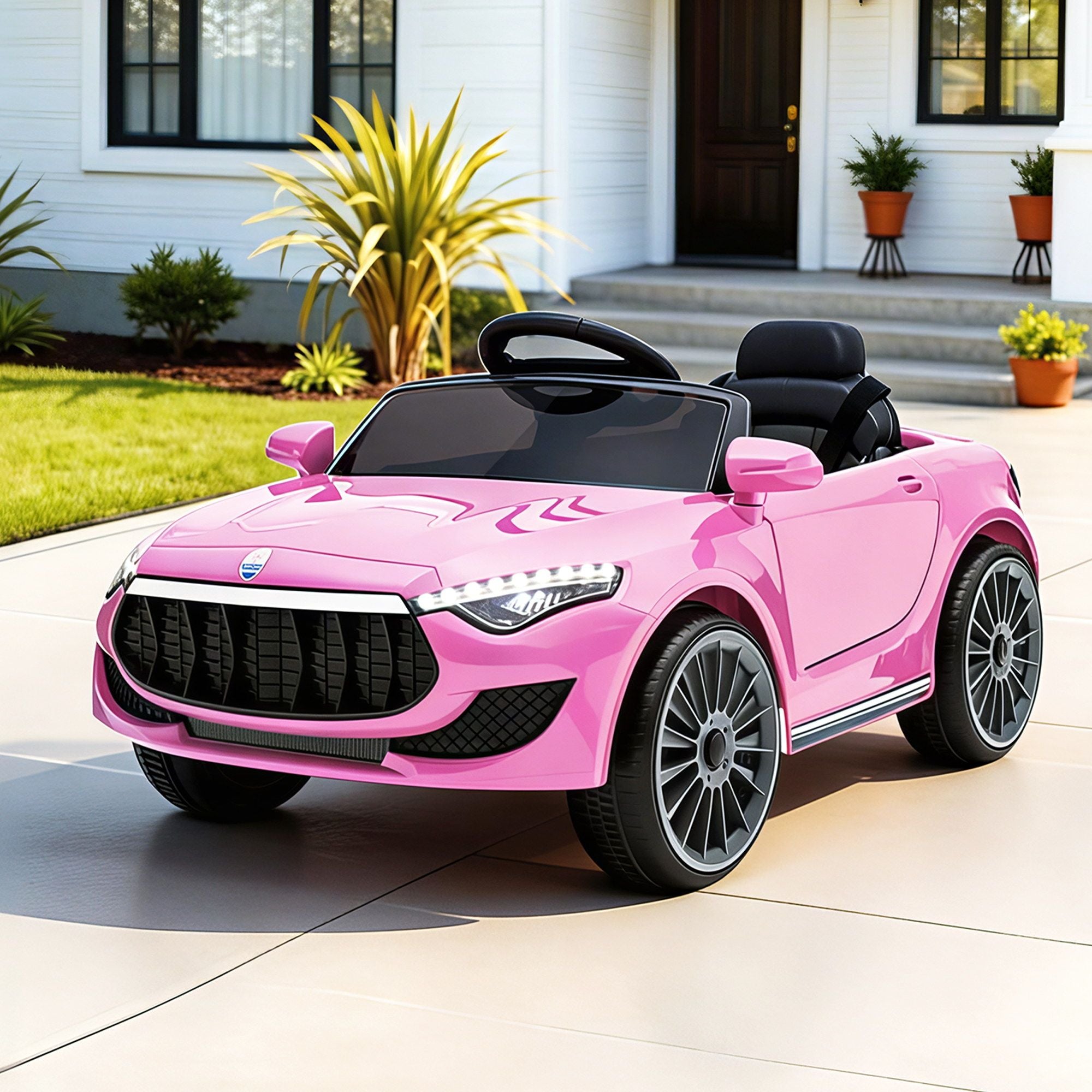 Rigo Kids Electric Ride On Car Toys Cars Headlight Music Remote Control 12V Pink-Ride on Toys - Cars-PEROZ Accessories
