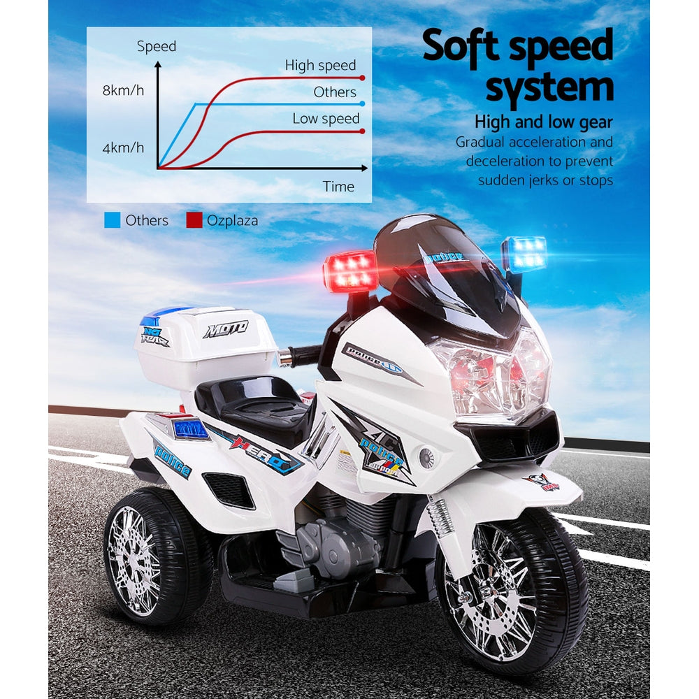 Rigo Kids Ride On Motorbike Motorcycle Car White-Ride on Toys - Motorbikes-PEROZ Accessories