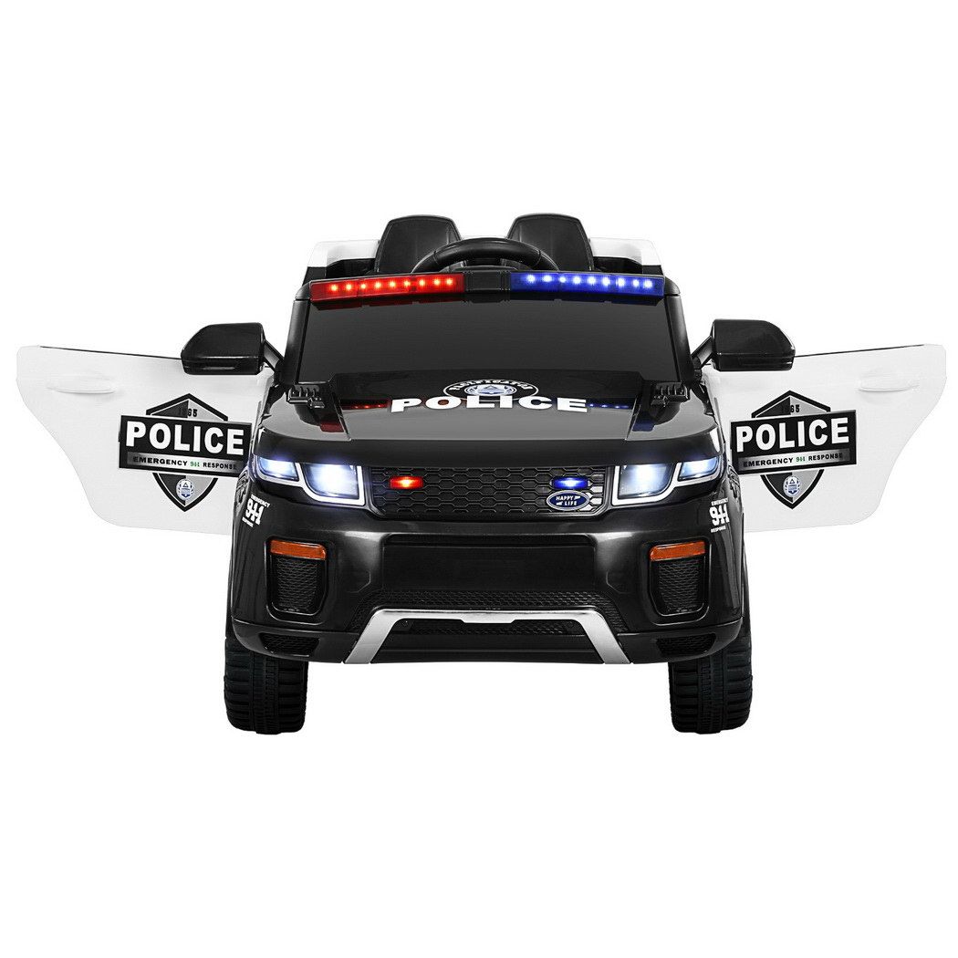 Rigo Kids Electric Ride On Patrol Police Car Horn Music Remote Black-Ride on Toys - Cars-PEROZ Accessories
