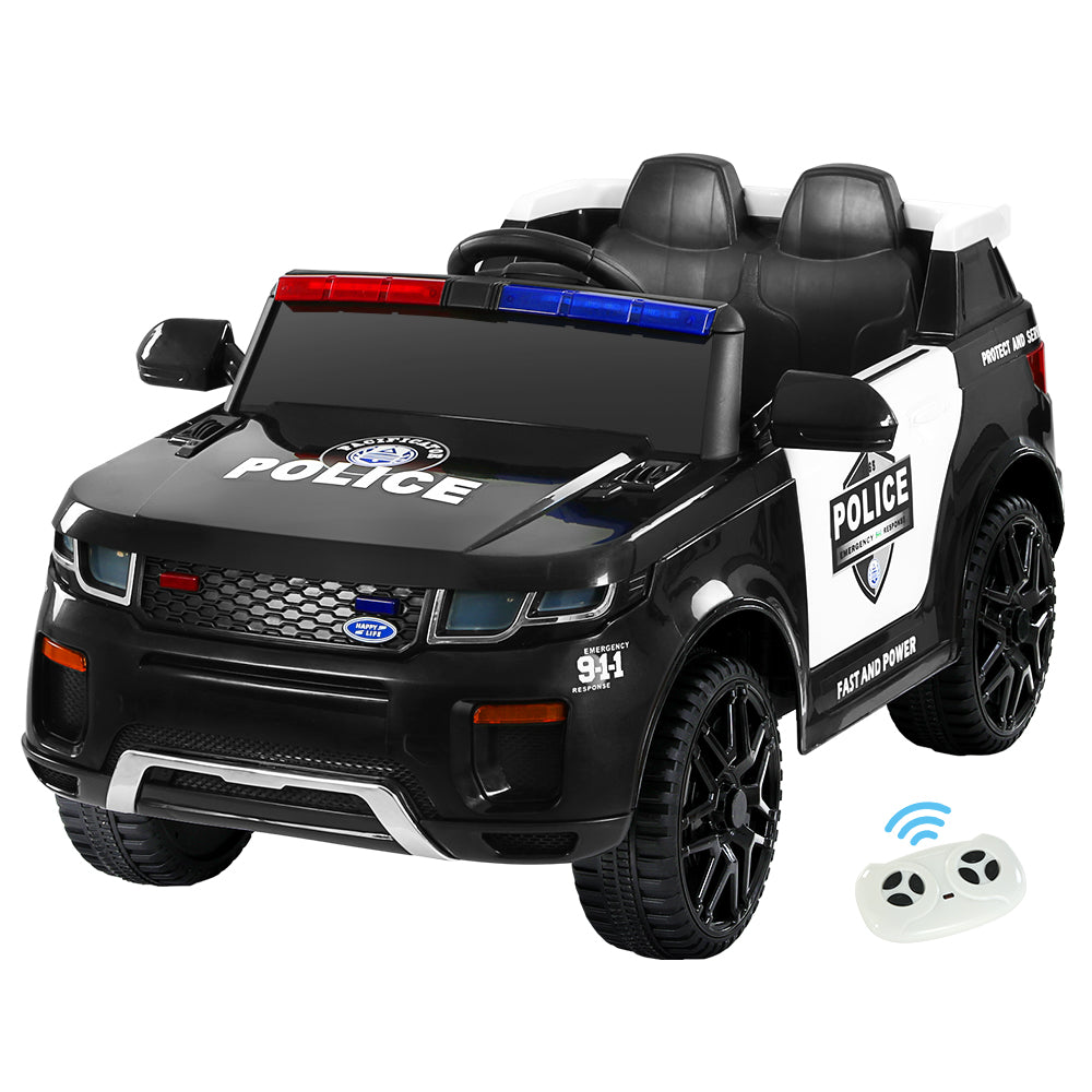 Electric Ride On Car Rigo Kids Patrol Police Ride On Cars Horn Music Remote Black-Ride on Toys - Cars-PEROZ Accessories
