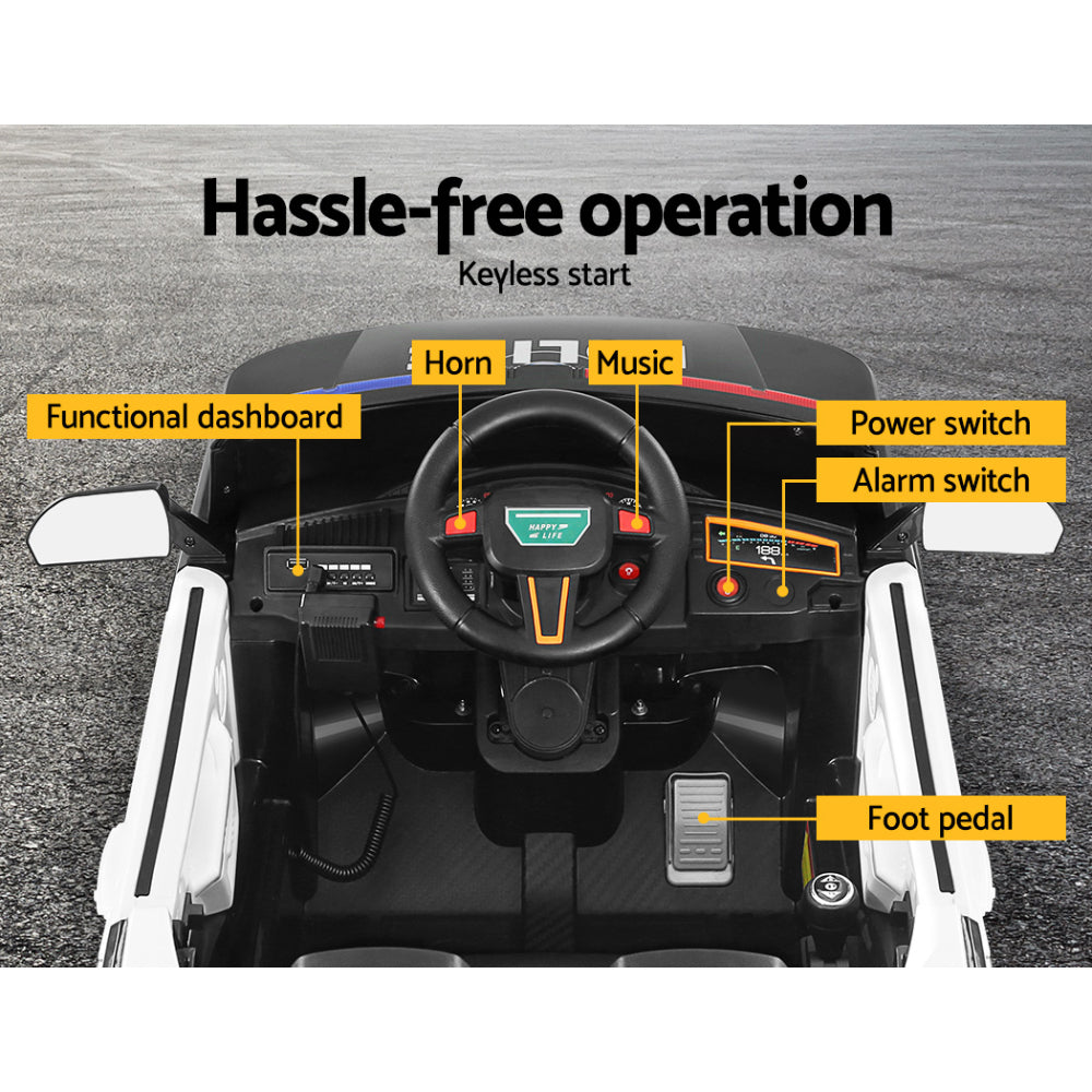 Electric Ride On Car Rigo Kids Patrol Police Ride On Cars Horn Music Remote Black-Ride on Toys - Cars-PEROZ Accessories