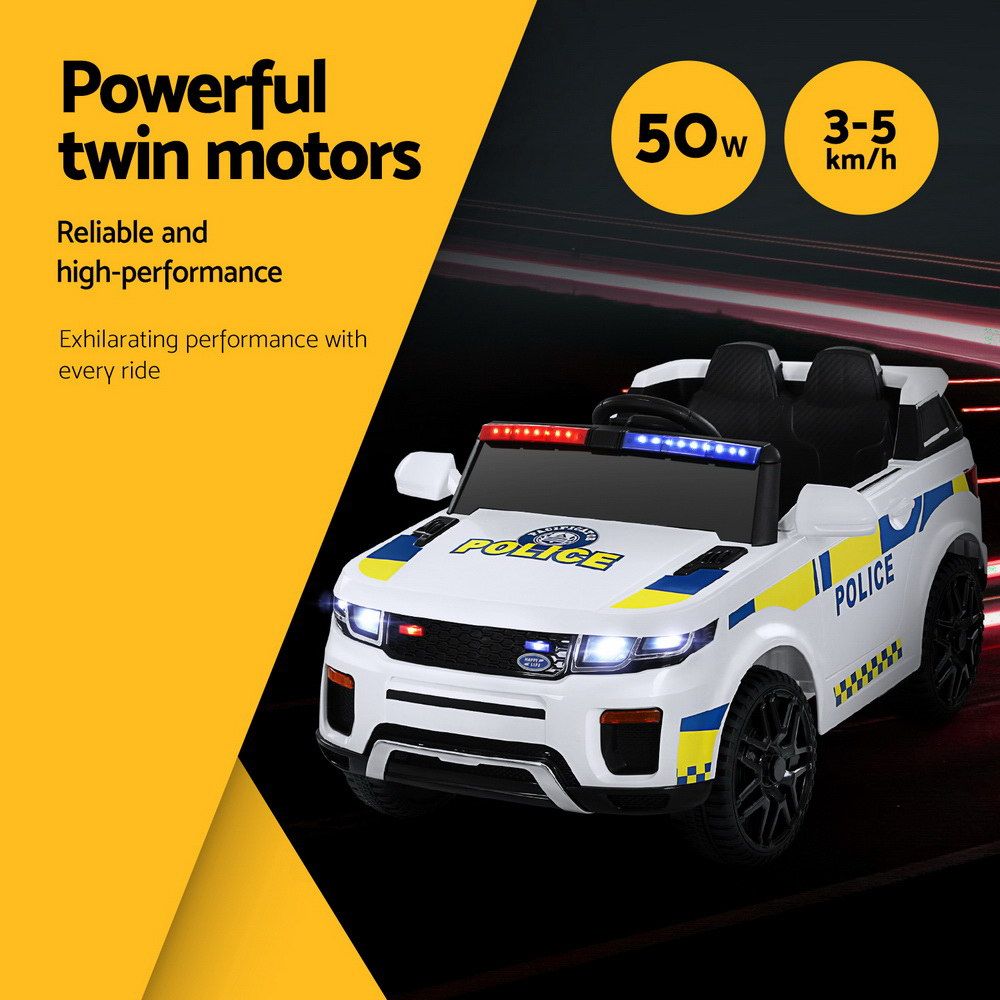 Rigo Kids Electric Ride On Patrol Police Car Horn Music Remote White-Ride on Toys - Cars-PEROZ Accessories
