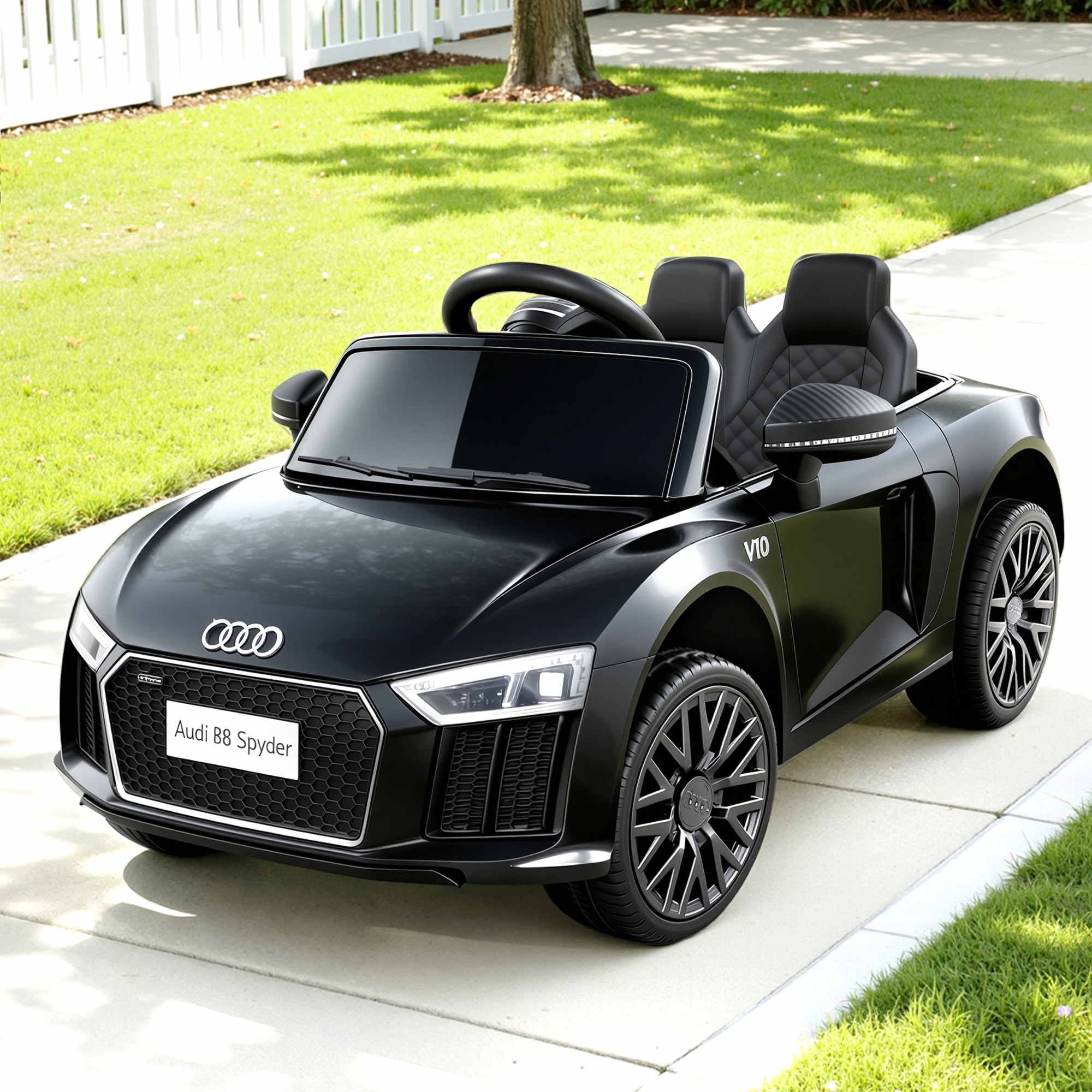 Kids Ride On Car Audi R8 Licensed Sports Electric Toy Cars Black-Ride on Toys - Cars-PEROZ Accessories