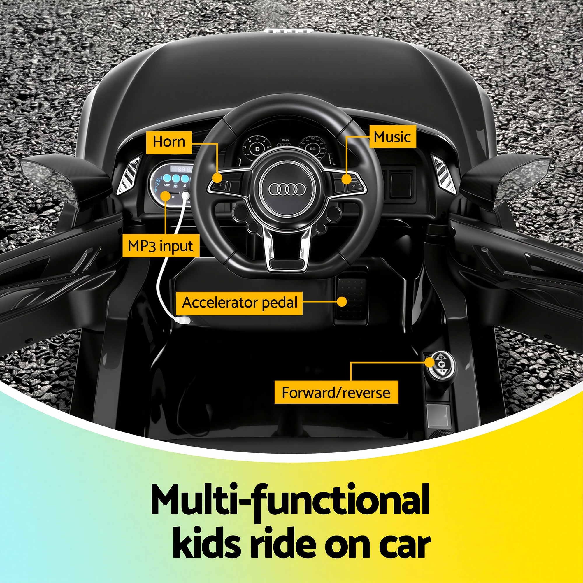 Kids Ride On Car Audi R8 Licensed Sports Electric Toy Cars Black-Ride on Toys - Cars-PEROZ Accessories