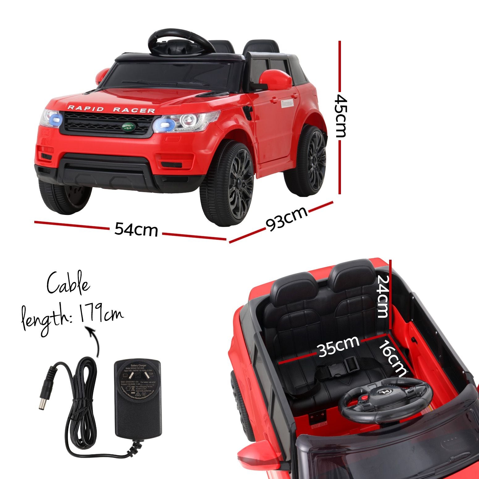 Rigo Kids Electric Ride On Car SUV Range Rover-inspired Cars Remote 12V Red-Ride on Toys - Cars-PEROZ Accessories