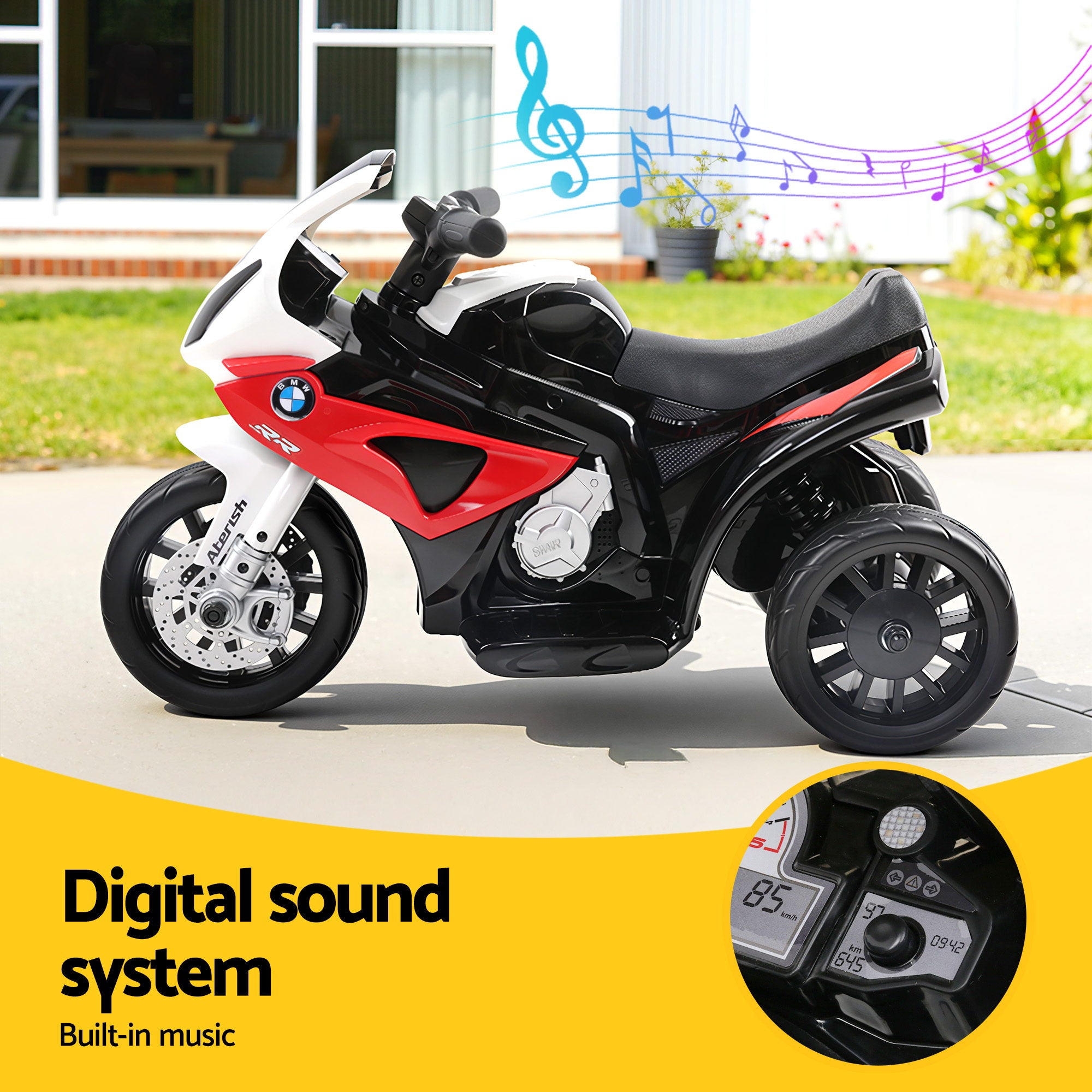 Kids Electric Ride On Car Police Motorcycle Motorbike BMW Licensed S1000RR Red-Ride on Toys - Motorbikes-PEROZ Accessories