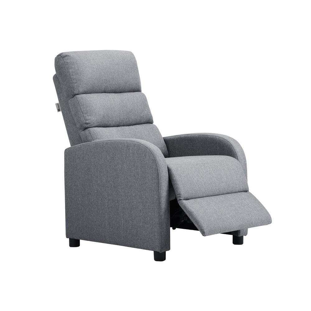 Oikiture Recliner Chair Armchair Adjustable Sofa Lounge Polyester Grey-Recliner Chair-PEROZ Accessories