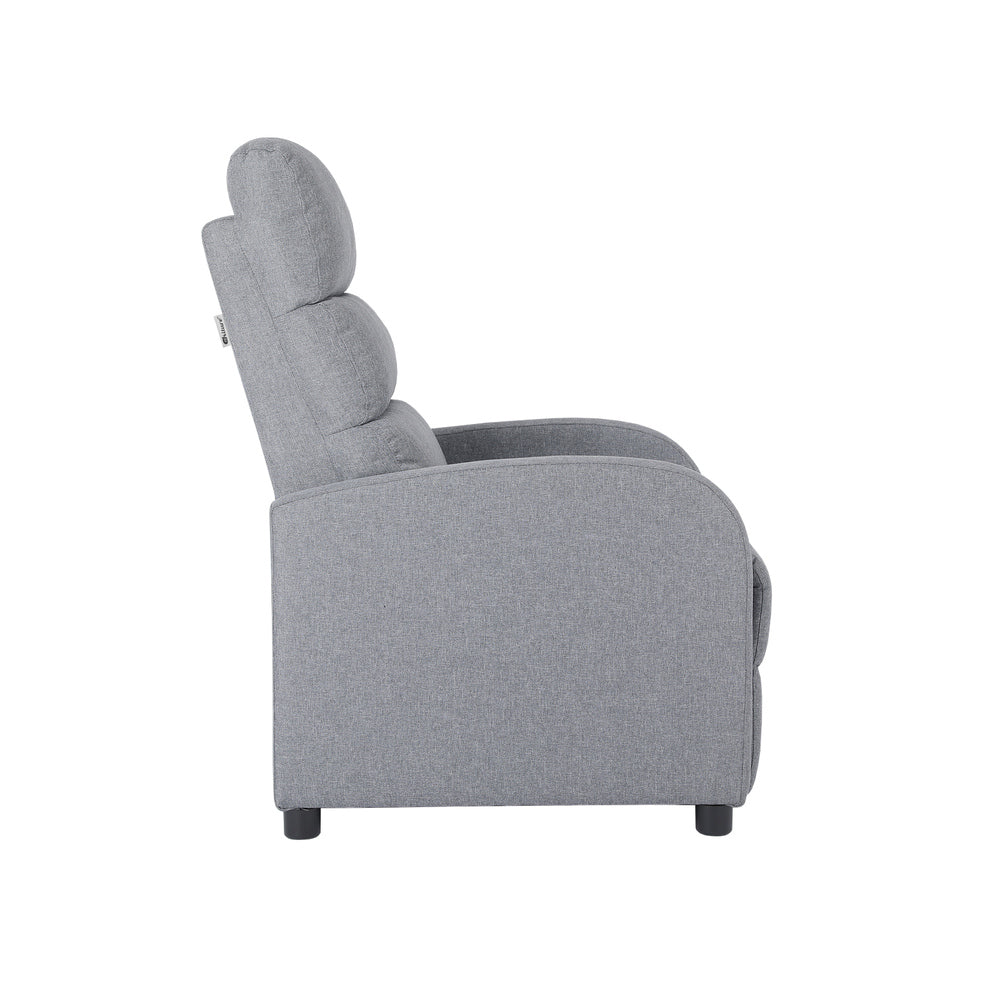 Oikiture Recliner Chair Armchair Adjustable Sofa Lounge Polyester Grey-Recliner Chair-PEROZ Accessories