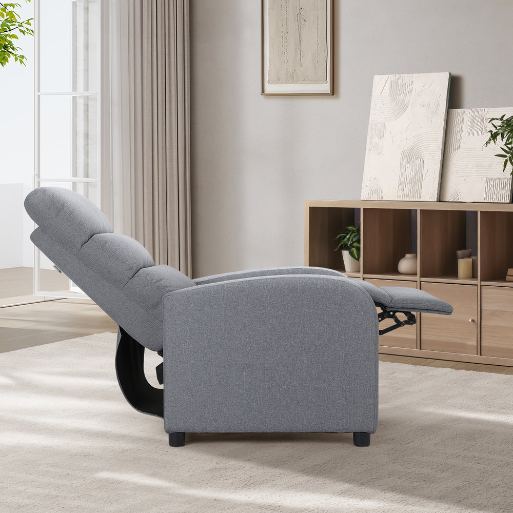 Oikiture Recliner Chair Armchair Adjustable Sofa Lounge Polyester Grey-Recliner Chair-PEROZ Accessories