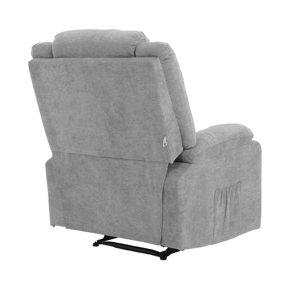 Oikiture Recliner Chair Padded Lounge With Side Pocket Polyester Grey-Recliner Chair-PEROZ Accessories