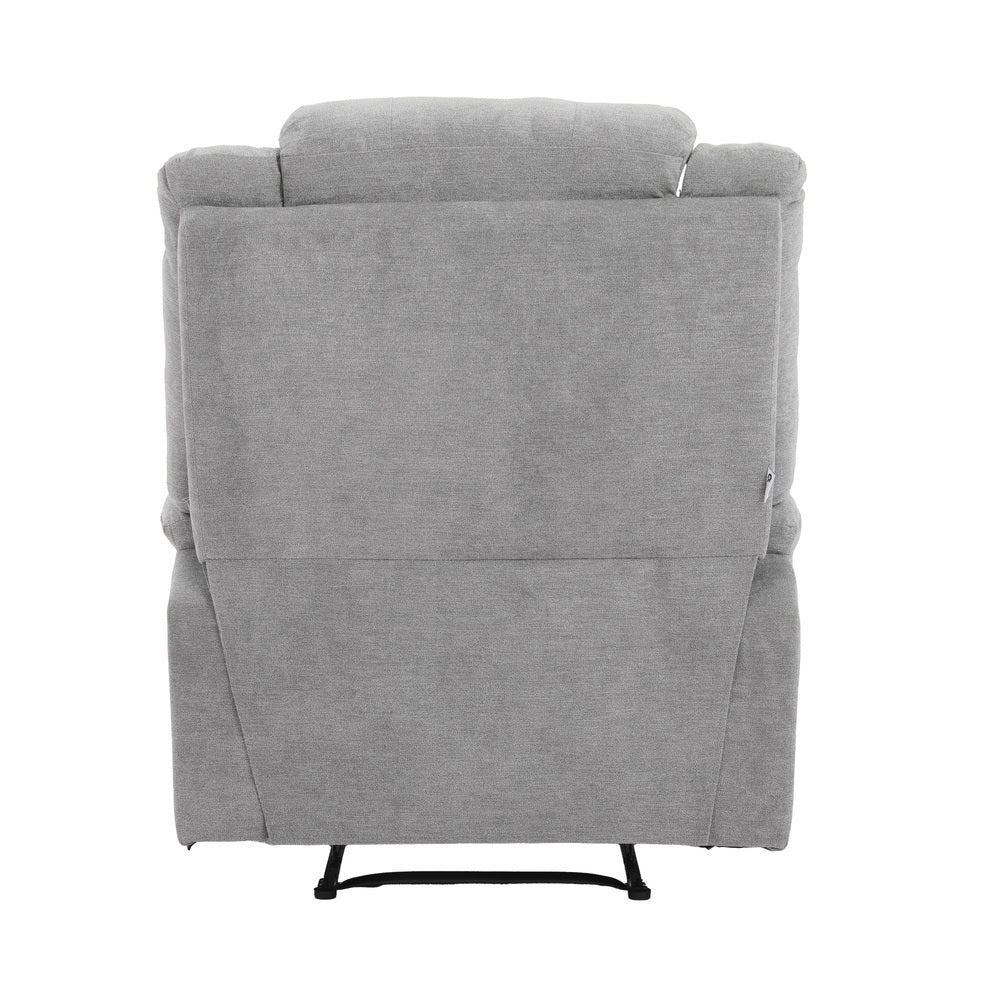 Oikiture Recliner Chair Padded Lounge With Side Pocket Polyester Grey-Recliner Chair-PEROZ Accessories