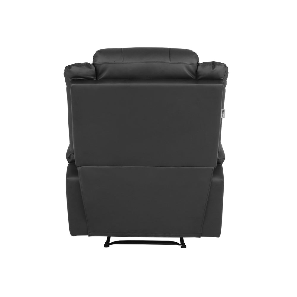 Oikiture Recliner Chair Armchair with Side Pocket Leather Black-Recliner Chair-PEROZ Accessories