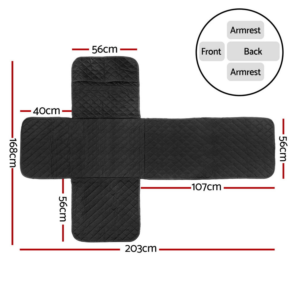 Artiss Recliner Chair Cover 100% Water Resistant Black-Furniture > Bar Stools & Chairs-PEROZ Accessories