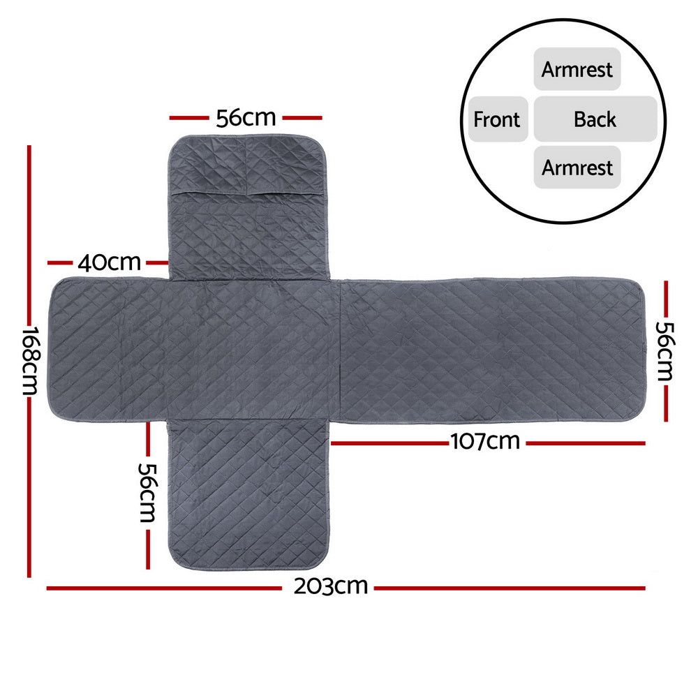 Artiss Recliner Chair Cover 100% Water Resistant Grey-Furniture > Bar Stools & Chairs-PEROZ Accessories