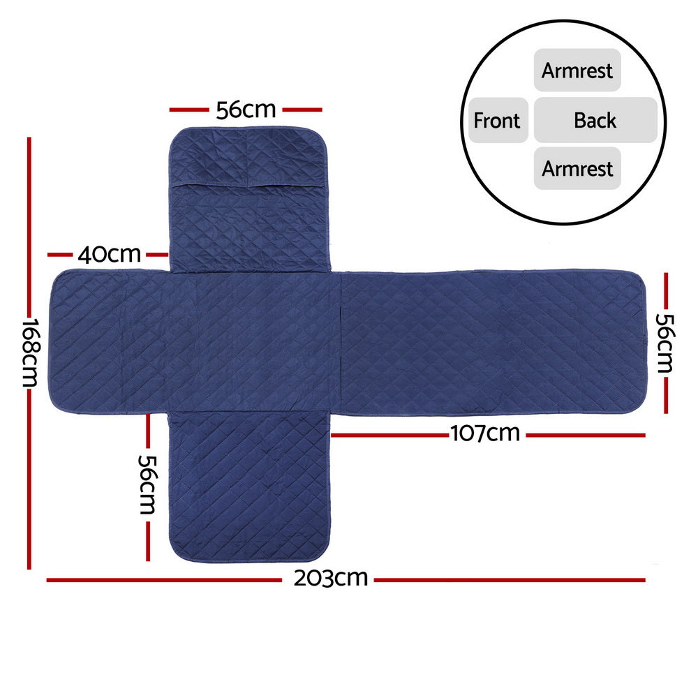 Artiss Recliner Chair Cover 100% Water Resistant Navy-Furniture > Bar Stools & Chairs-PEROZ Accessories