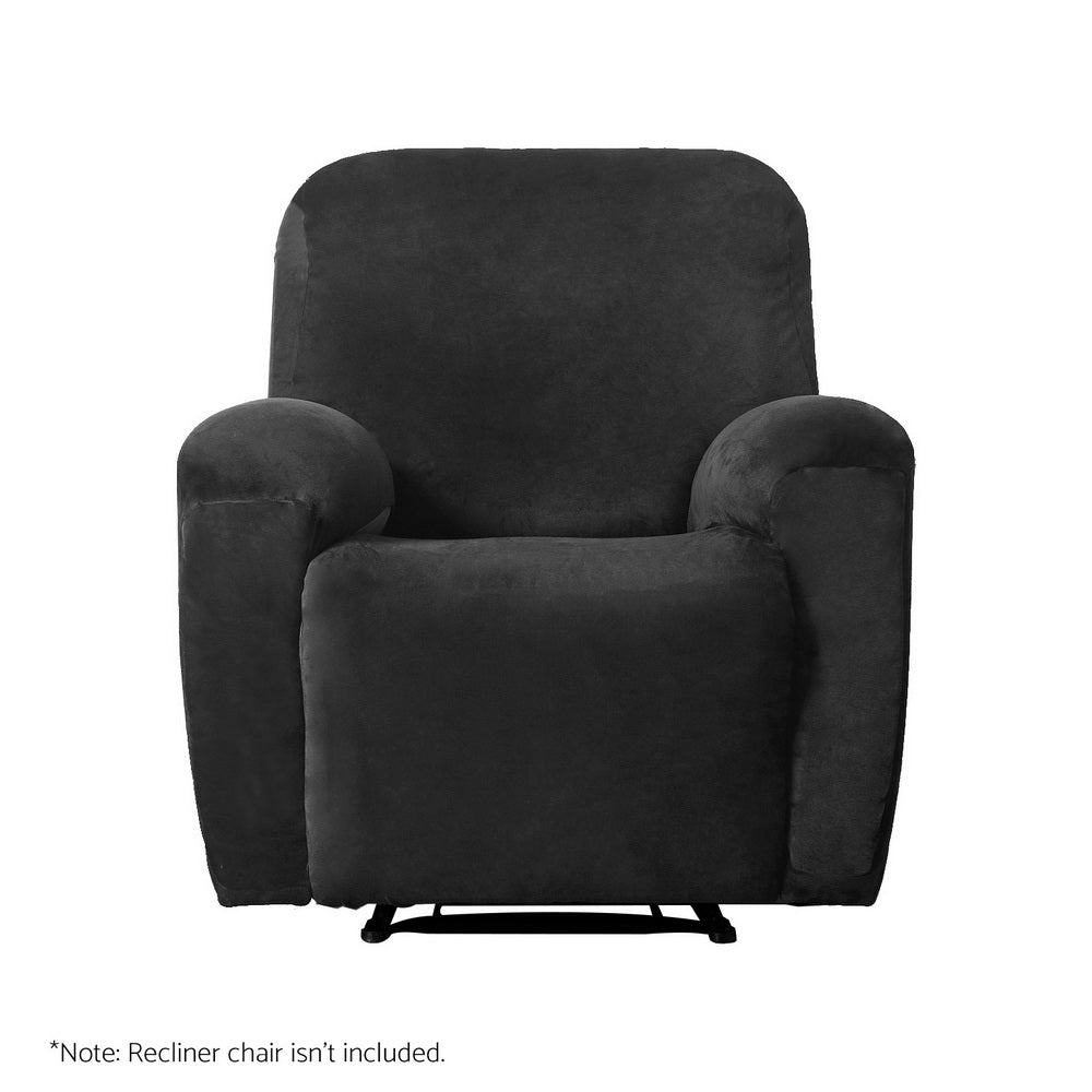 Artiss Recliner Chair Covers 1 Seater Velvet Black-Furniture > Bar Stools & Chairs-PEROZ Accessories