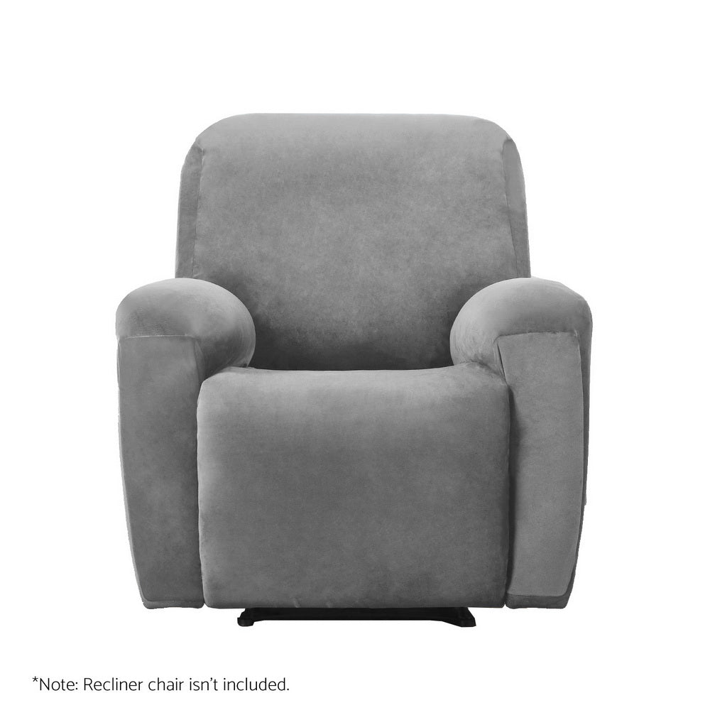 Artiss Recliner Chair Covers 1 Seater Velvet Grey-Furniture > Bar Stools & Chairs-PEROZ Accessories