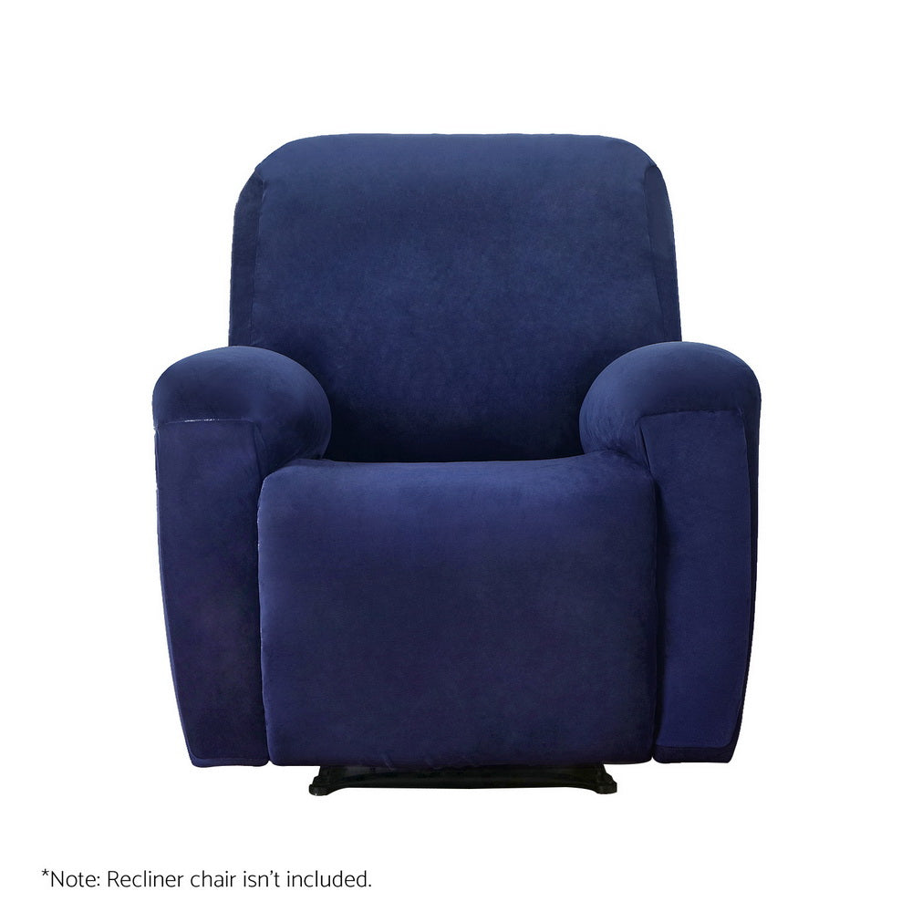 Artiss Recliner Chair Covers 1 Seater Velvet Navy-Furniture > Bar Stools & Chairs-PEROZ Accessories