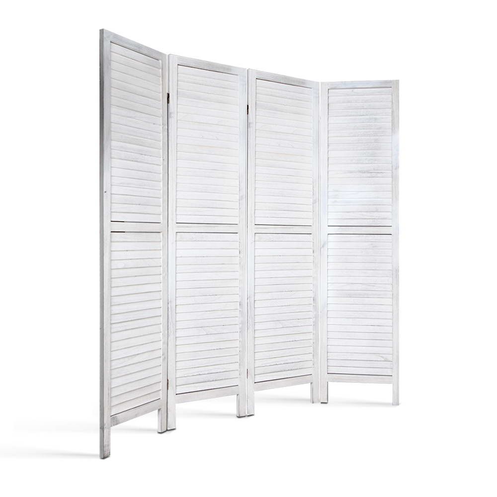 Artiss 4 Panel Foldable Wooden Room Divider - White-Furniture > Living Room-PEROZ Accessories