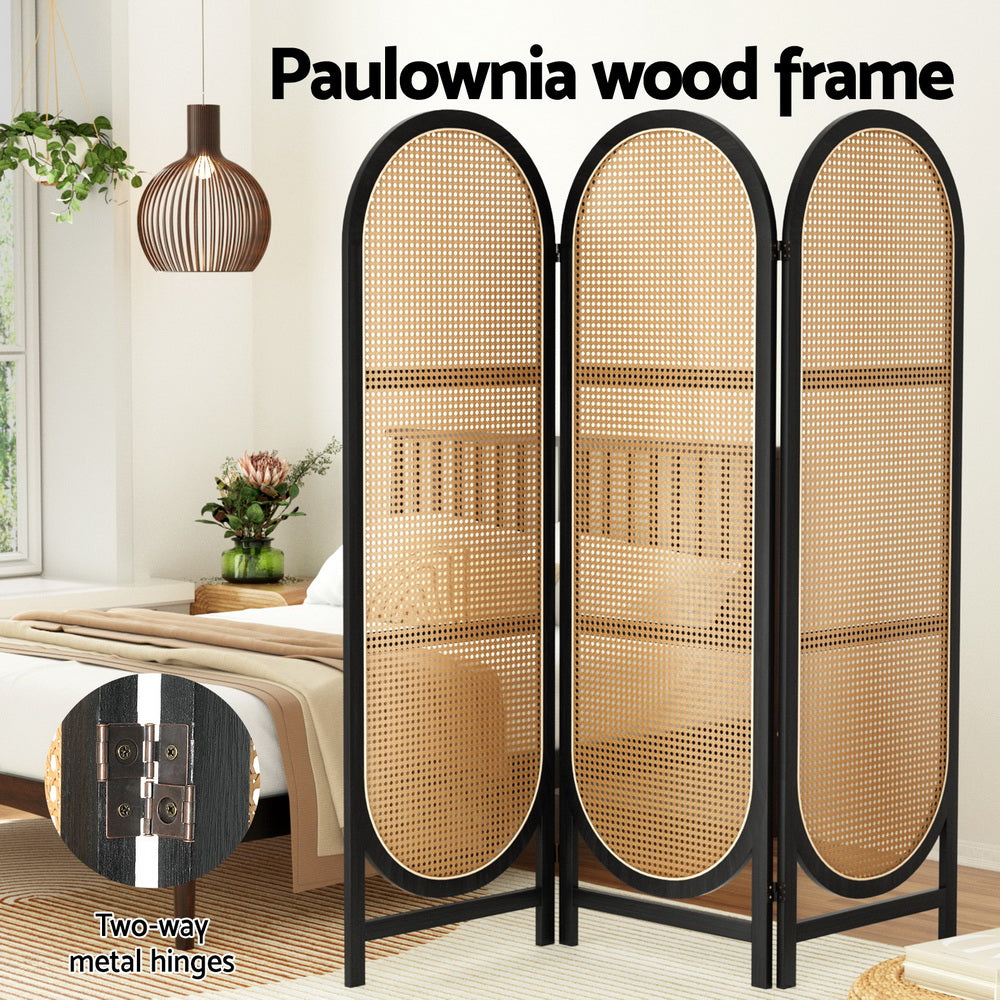 Artiss 3 Panel Room Divider Screen 151x180cm Rattan Brown-Furniture > Bedroom-PEROZ Accessories