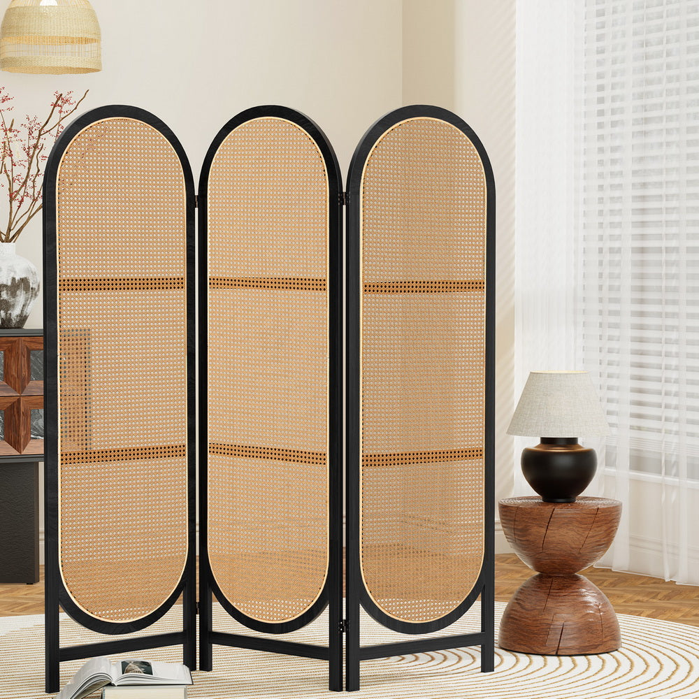 Artiss 3 Panel Room Divider Screen 151x180cm Rattan Brown-Furniture > Bedroom-PEROZ Accessories