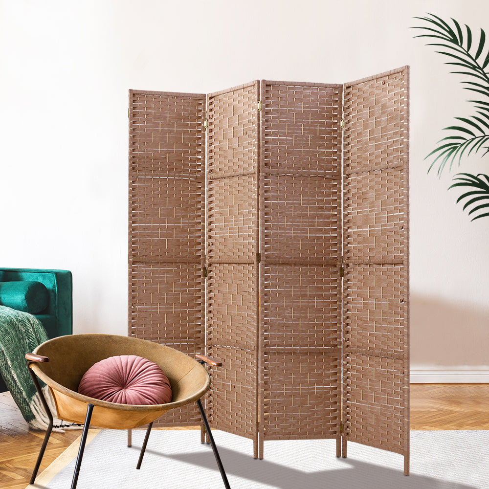 Artiss 4 Panel Room Divider Screen Privacy Timber Foldable Dividers Stand Natural-Furniture > Living Room-PEROZ Accessories