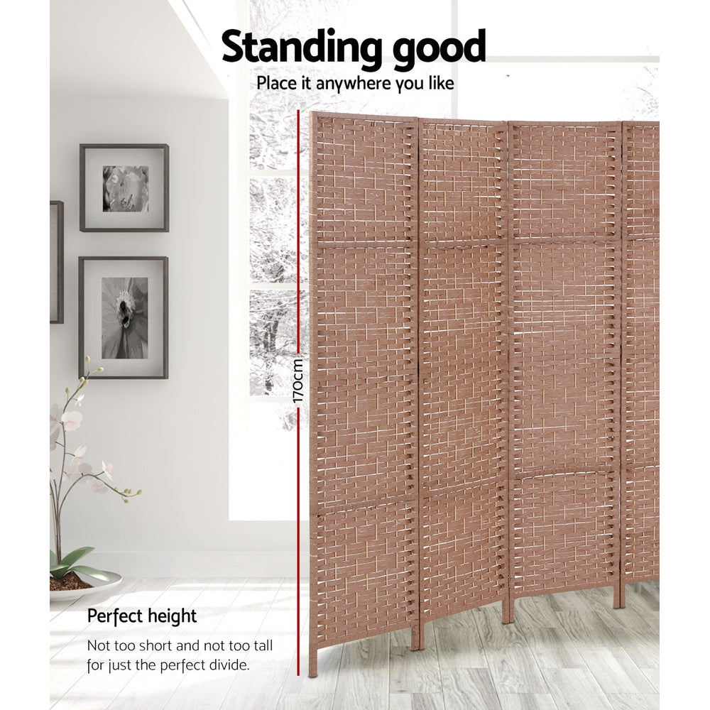 Artiss 4 Panel Room Divider Screen Privacy Timber Foldable Dividers Stand Natural-Furniture > Living Room-PEROZ Accessories
