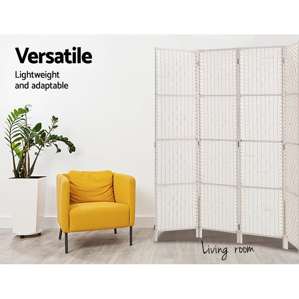Artiss 4 Panel Room Divider Screen Privacy Timber Foldable Dividers Stand White-Furniture > Living Room-PEROZ Accessories