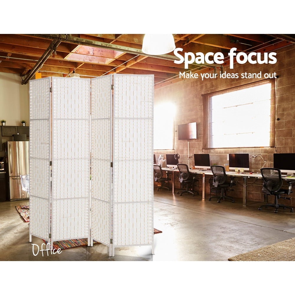 Artiss 4 Panel Room Divider Screen Privacy Timber Foldable Dividers Stand White-Furniture > Living Room-PEROZ Accessories