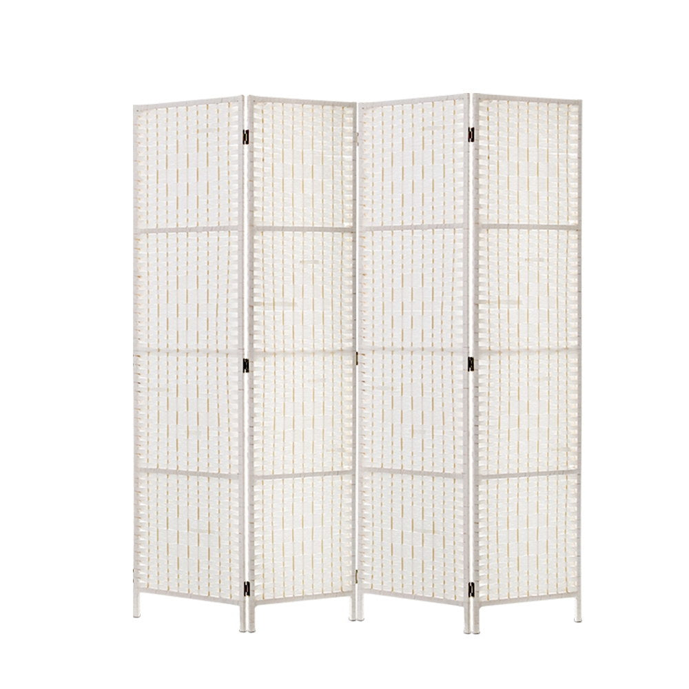 Artiss 4 Panel Room Divider Screen Privacy Timber Foldable Dividers Stand White-Furniture > Living Room-PEROZ Accessories