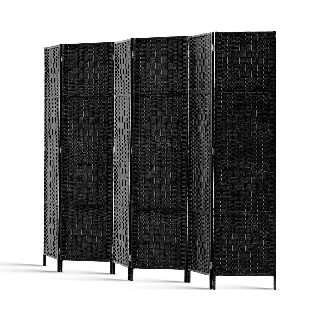 Artiss 6 Panel Room Divider Screen Privacy Timber Foldable Dividers Stand Black-Furniture > Living Room-PEROZ Accessories