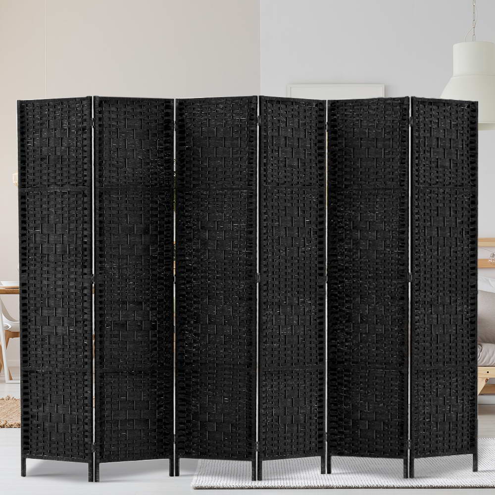 Artiss 6 Panel Room Divider Screen Privacy Timber Foldable Dividers Stand Black-Furniture > Living Room-PEROZ Accessories
