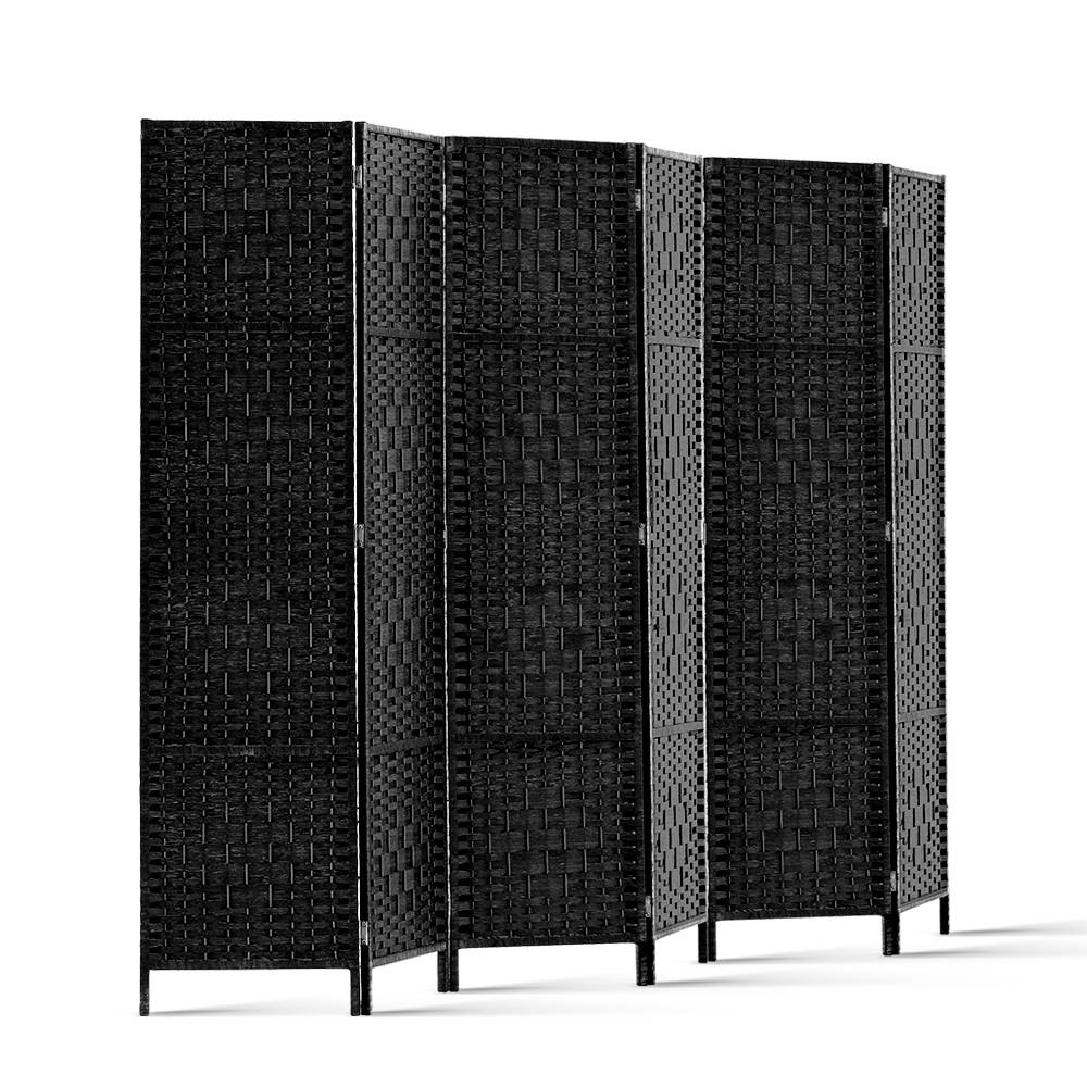 Artiss 6 Panel Room Divider Screen Privacy Timber Foldable Dividers Stand Black-Furniture > Living Room-PEROZ Accessories
