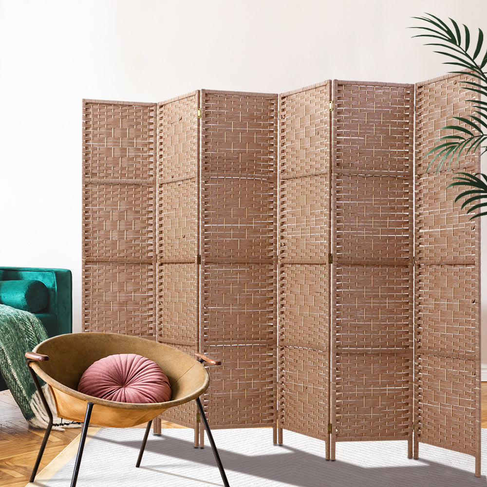 Artiss 6 Panel Room Divider Screen Privacy Timber Foldable Dividers Stand Natural-Furniture > Living Room-PEROZ Accessories