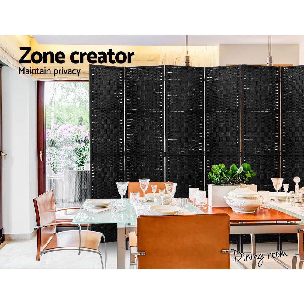 Artiss 8 Panel Room Divider Screen Privacy Timber Foldable Dividers Stand Black-Furniture > Living Room-PEROZ Accessories