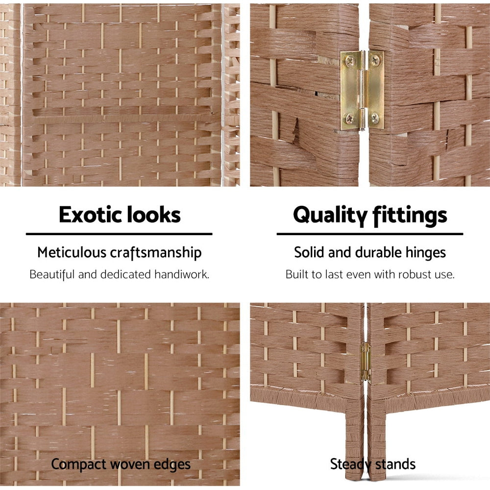 Artiss 8 Panel Room Divider Screen Privacy Timber Foldable Dividers Stand Natural-Furniture > Living Room-PEROZ Accessories
