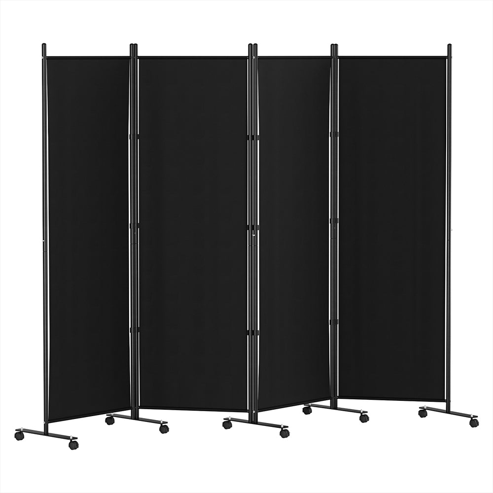 Artiss 4 Panel Room Divider Screen 217cm Wheel Fabric Black-Furniture > Bedroom-PEROZ Accessories