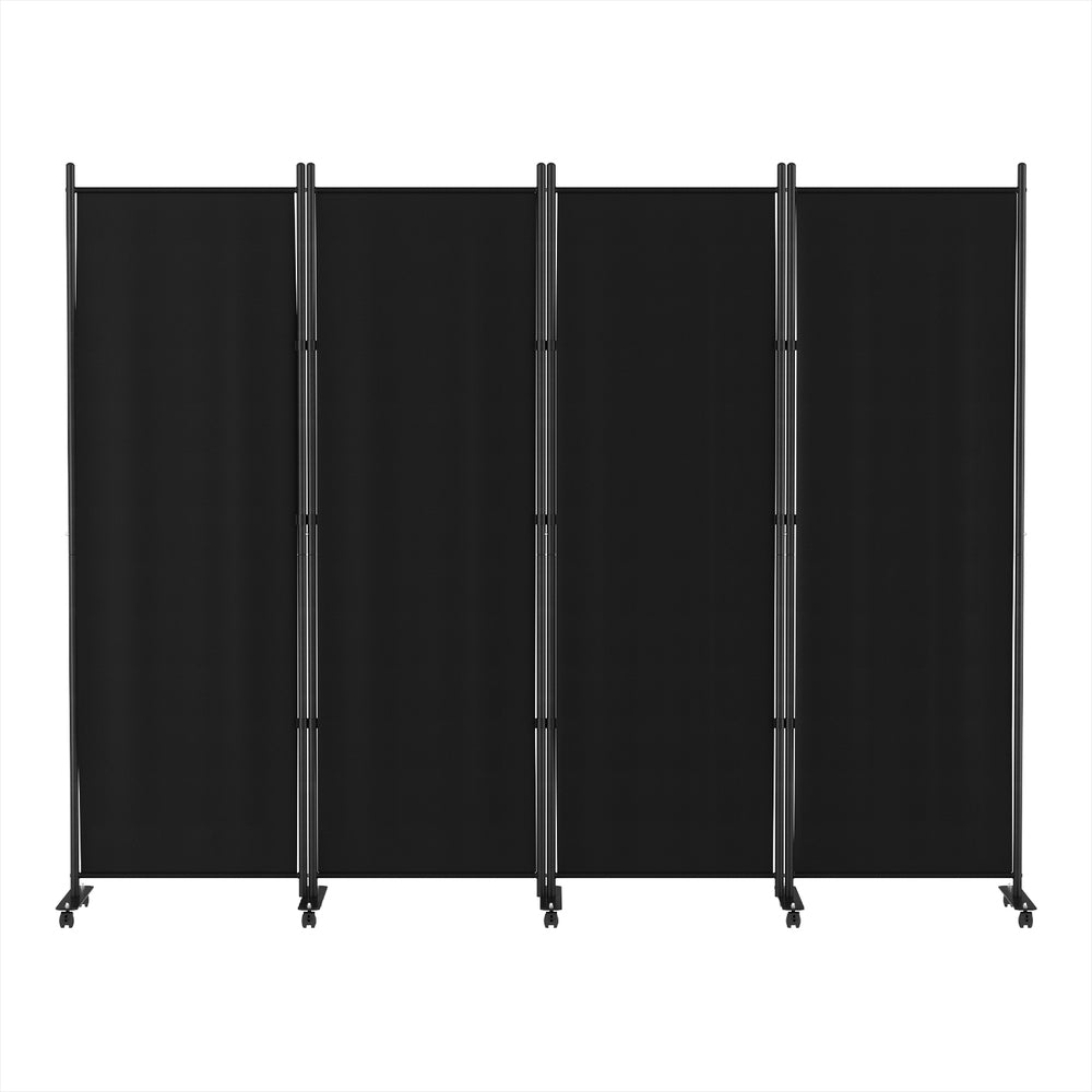 Artiss 4 Panel Room Divider Screen 217cm Wheel Fabric Black-Furniture > Bedroom-PEROZ Accessories