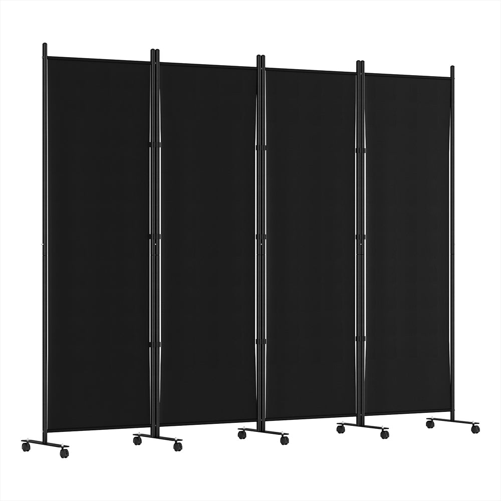 Artiss 4 Panel Room Divider Screen 217cm Wheel Fabric Black-Furniture > Bedroom-PEROZ Accessories