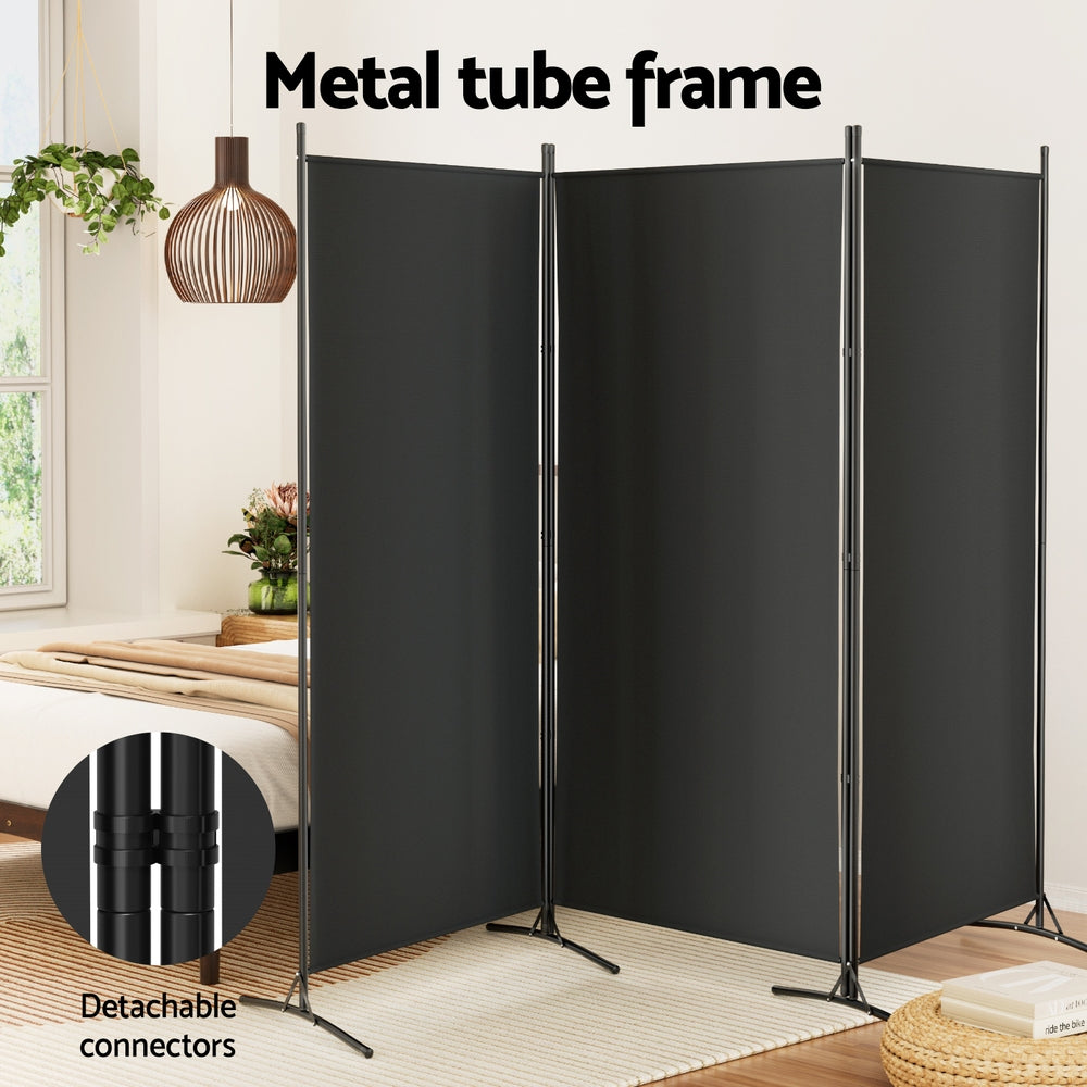 Artiss 3 Panel Room Divider Screen 260x180cm Fabric Black-Furniture > Bedroom > Room Dividers-PEROZ Accessories