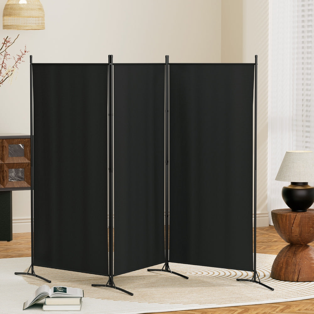 Artiss 3 Panel Room Divider Screen 260x180cm Fabric Black-Furniture > Bedroom > Room Dividers-PEROZ Accessories