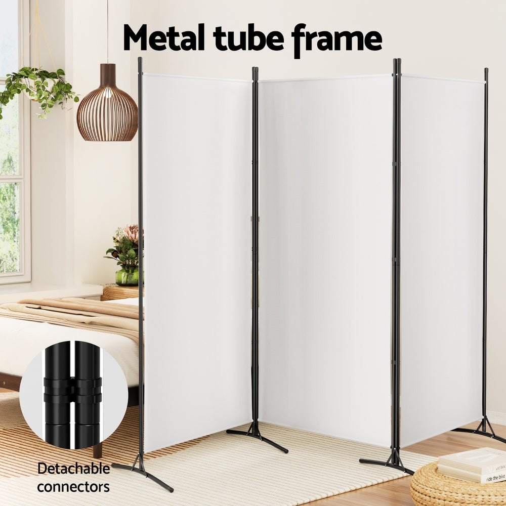 Artiss 3 Panel Room Divider Screen 260x180cm Fabric White-Furniture > Bedroom > Room Dividers-PEROZ Accessories