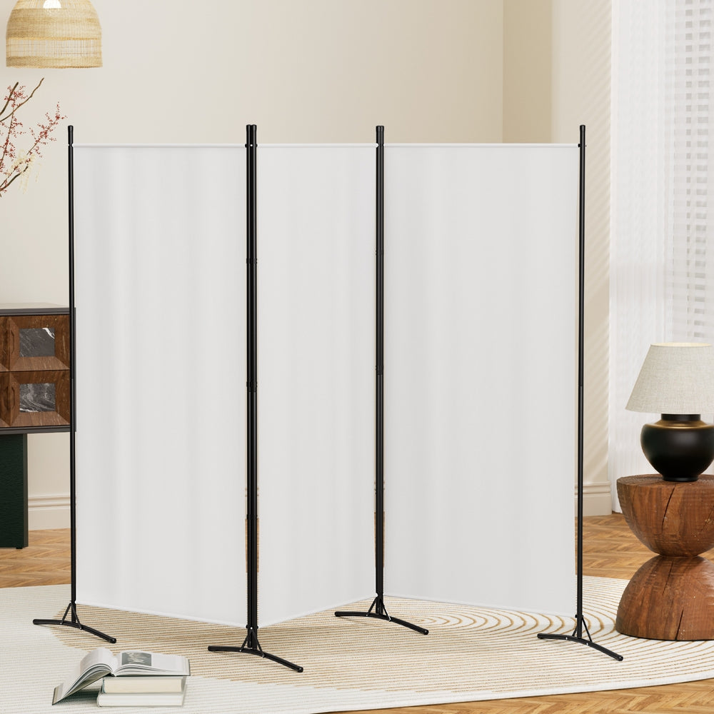 Artiss 3 Panel Room Divider Screen 260x180cm Fabric White-Furniture > Bedroom > Room Dividers-PEROZ Accessories