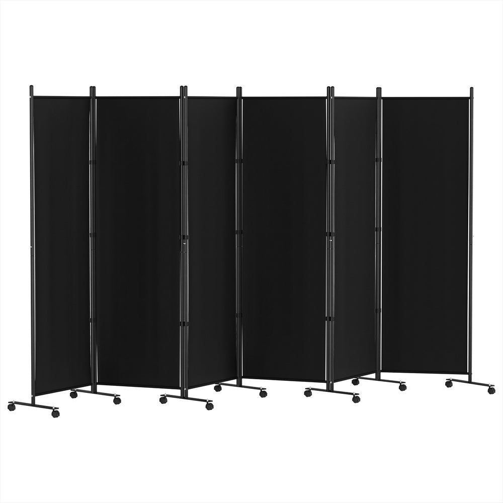 Artiss 6 Panel Room Divider Screen 323cm Wheel Fabric Black-Furniture > Bedroom-PEROZ Accessories