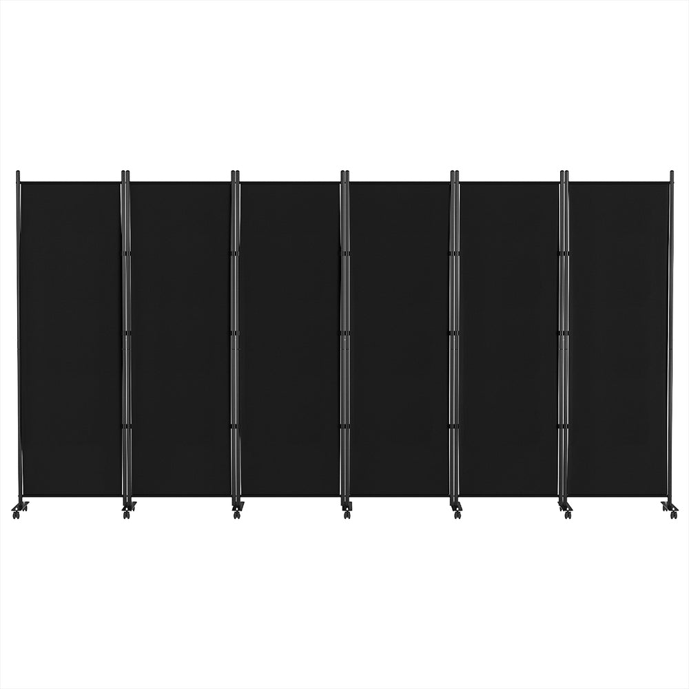 Artiss 6 Panel Room Divider Screen 323cm Wheel Fabric Black-Furniture > Bedroom-PEROZ Accessories