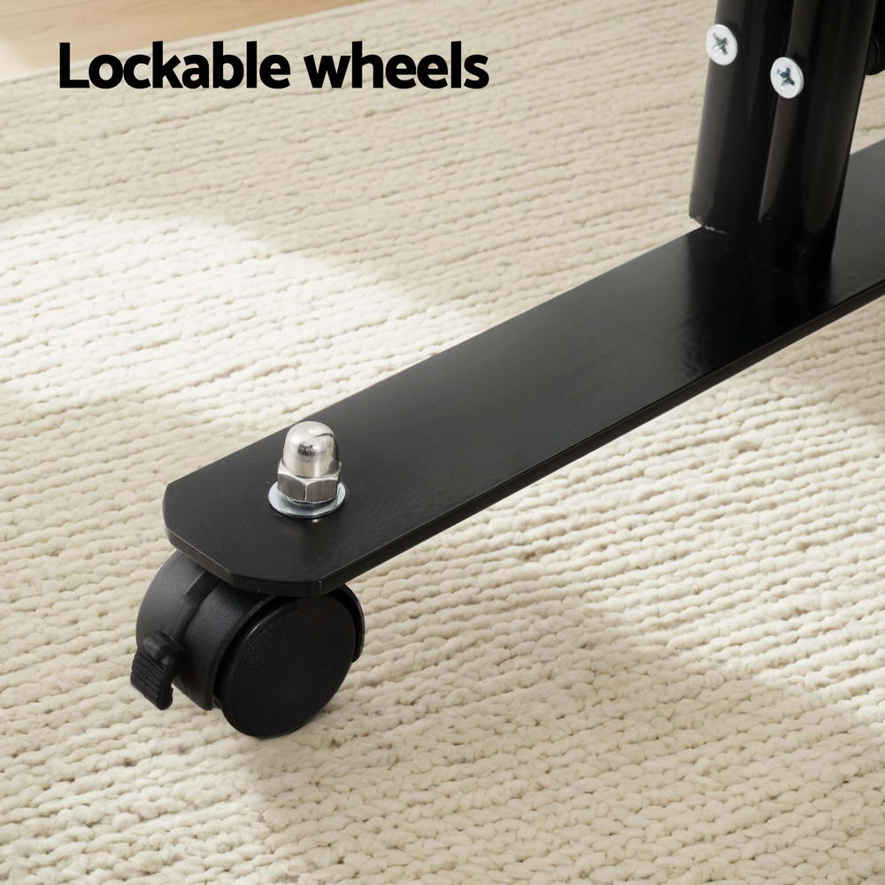 Artiss 6 Panel Room Divider Screen 323cm Wheel Fabric Black-Furniture > Bedroom-PEROZ Accessories