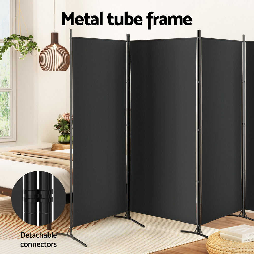 Artiss 4 Panel Room Divider Screen 345x180cm Fabric Black-Furniture > Bedroom-PEROZ Accessories